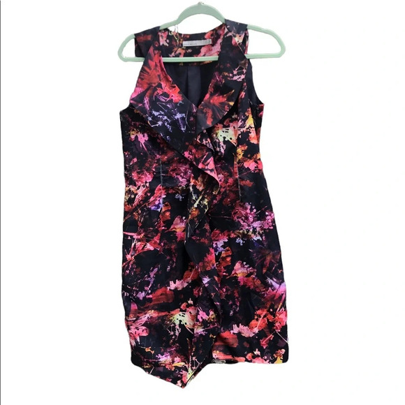 KAREN MILLEN ABSTRACT FLORAL PRINT DRESS - Picture 1 of 3
